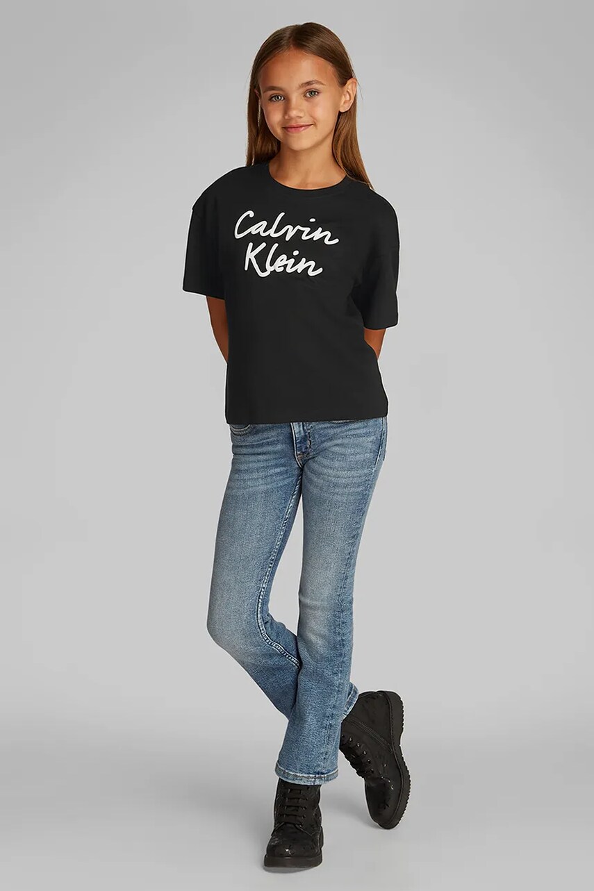 Levně Dětské bavlněné tričko Calvin Klein Jeans černá barva, IG0IG02864