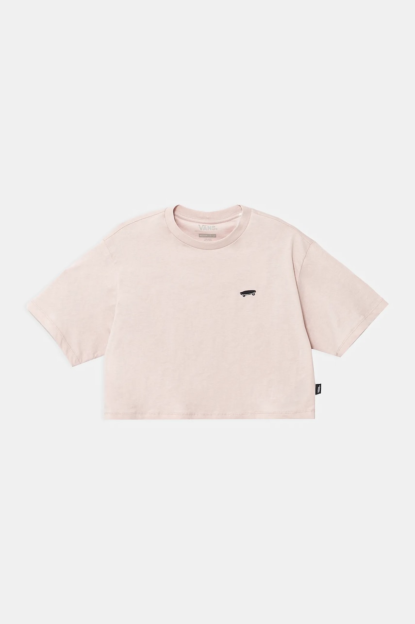 Vans tricou de bumbac pentru copii SALTON RELAX CROP culoarea roz, VN000P5RO3N1 Vans tricou de bumbac pentru copii SALTON RELAX CROP culoarea roz, VN000P5RO3N1