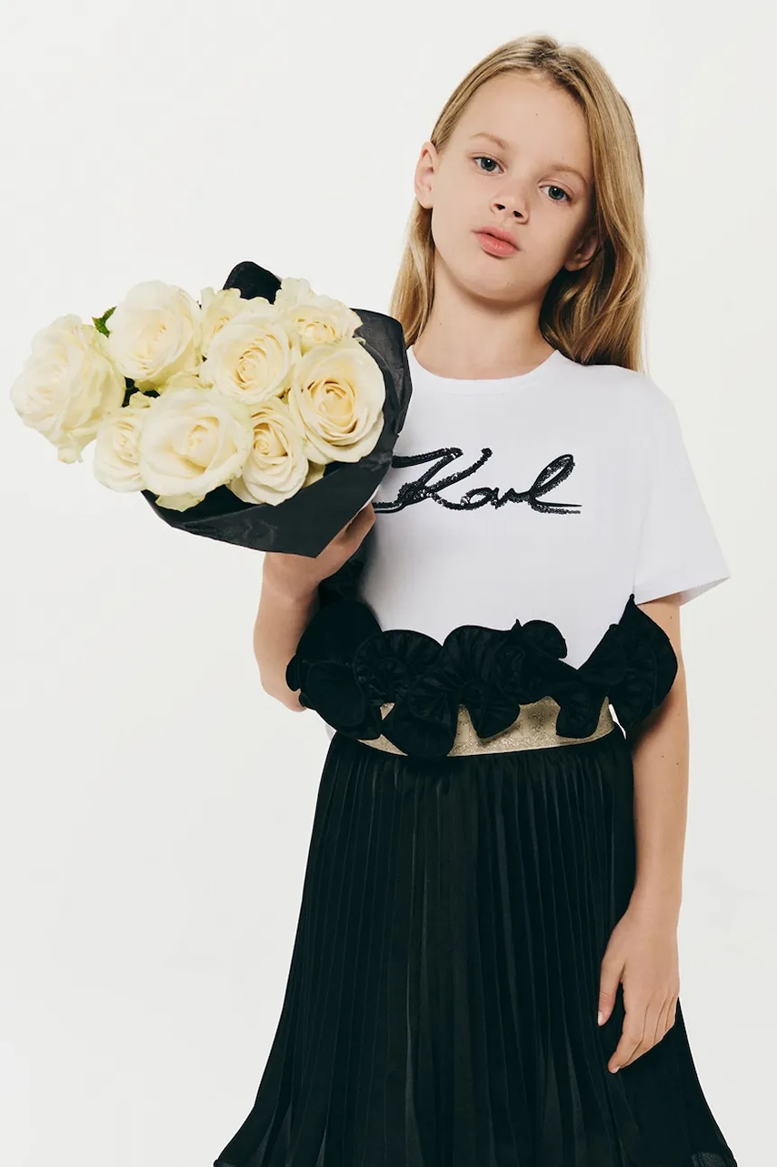 Karl Lagerfeld tricou de bumbac pentru copii culoarea alb, Z30485