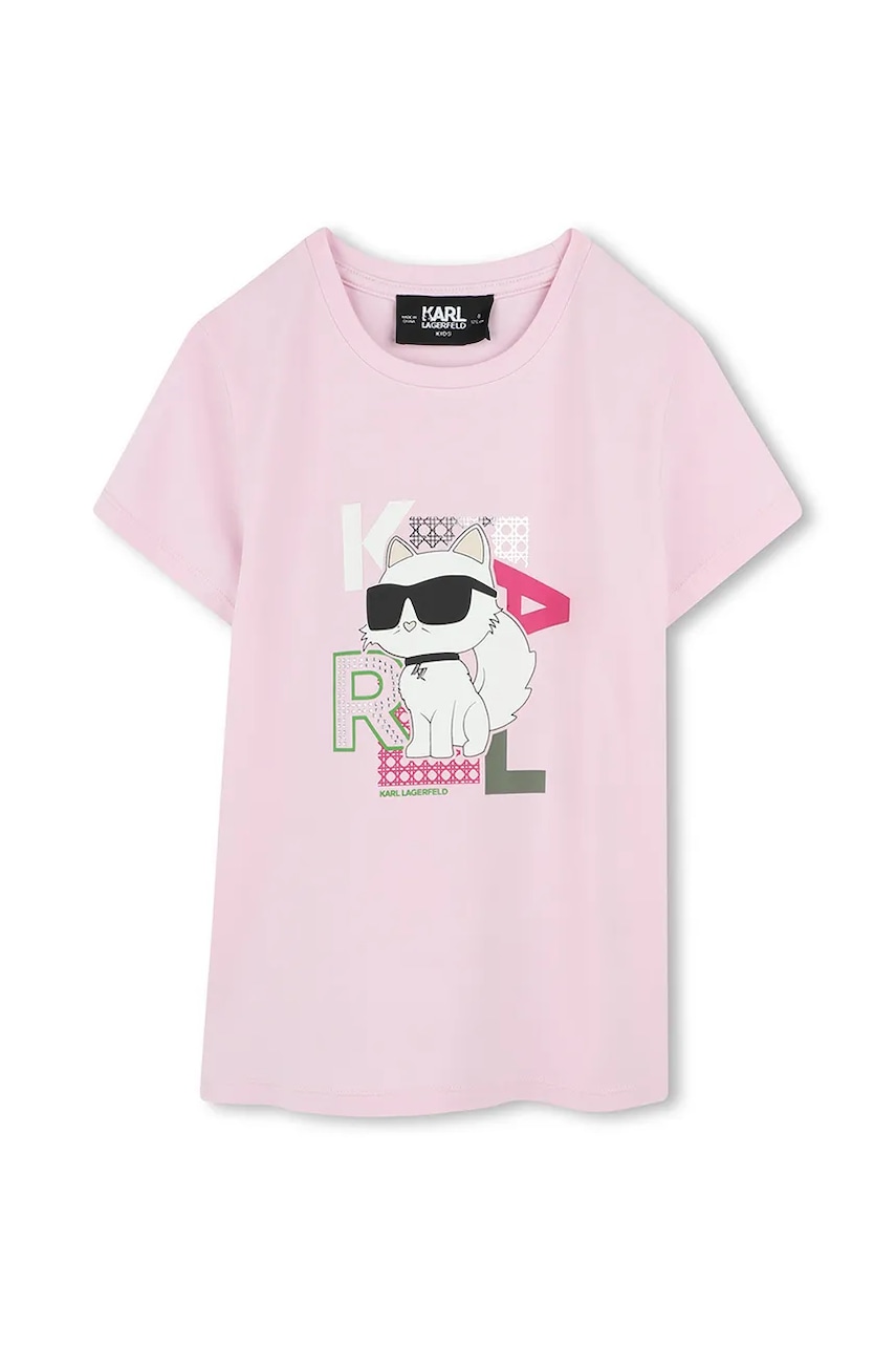 Karl Lagerfeld tricou de bumbac pentru copii culoarea roz, Z30491