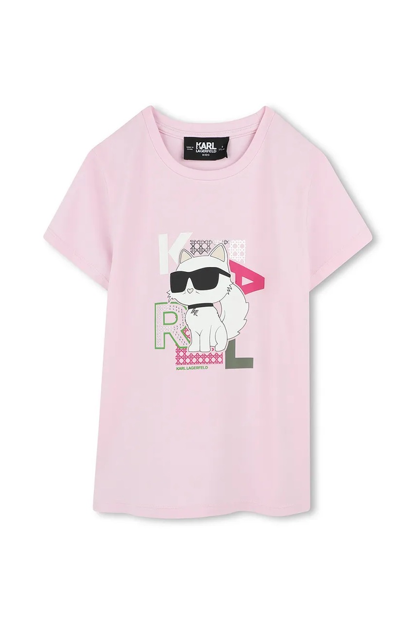 Karl Lagerfeld tricou de bumbac pentru copii culoarea roz, Z30491