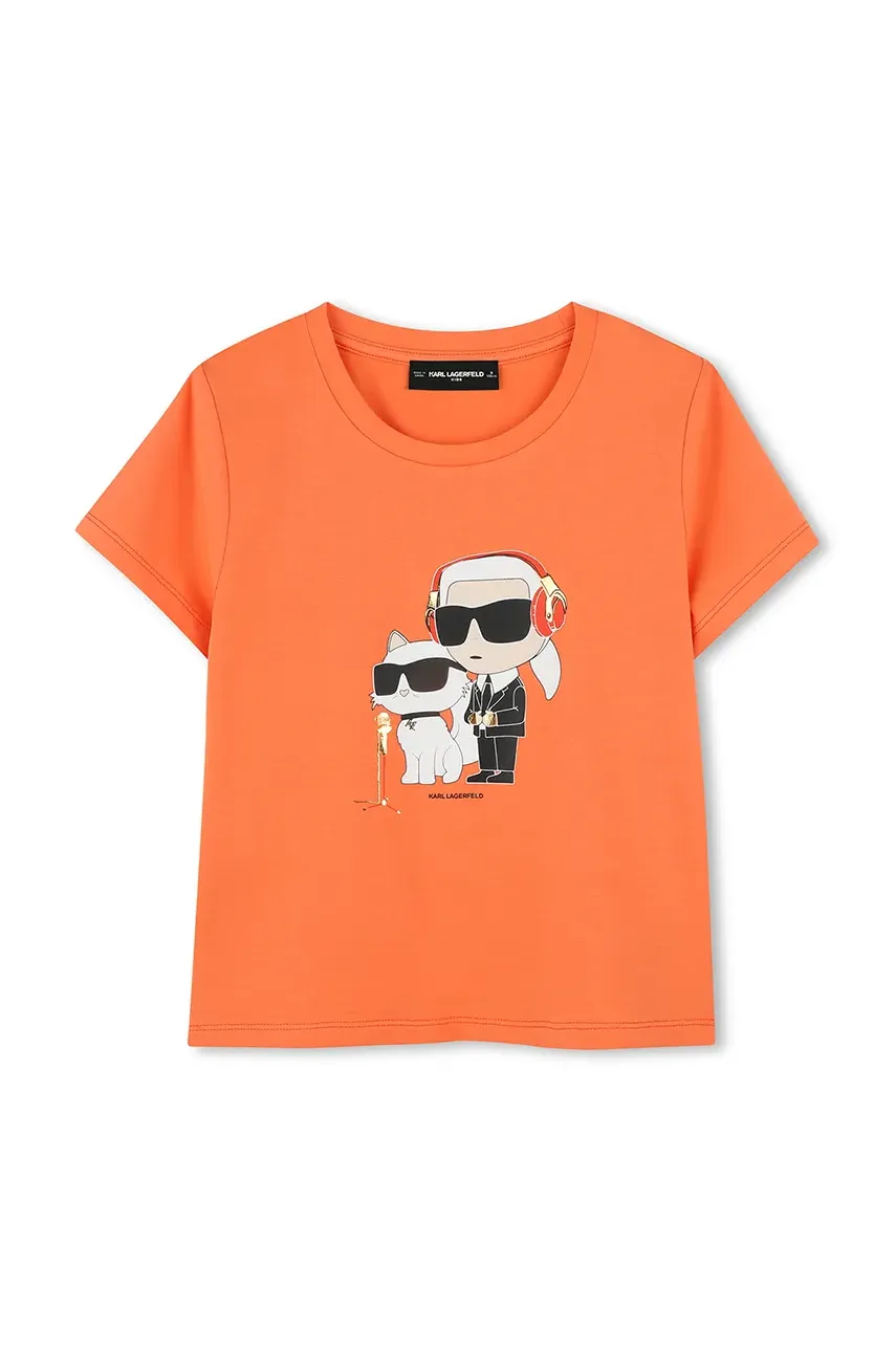 Karl Lagerfeld tricou de bumbac pentru copii culoarea portocaliu, Z30492