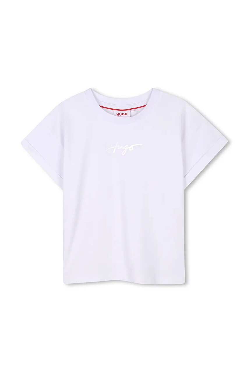 HUGO tricou de bumbac pentru copii culoarea alb, G00389