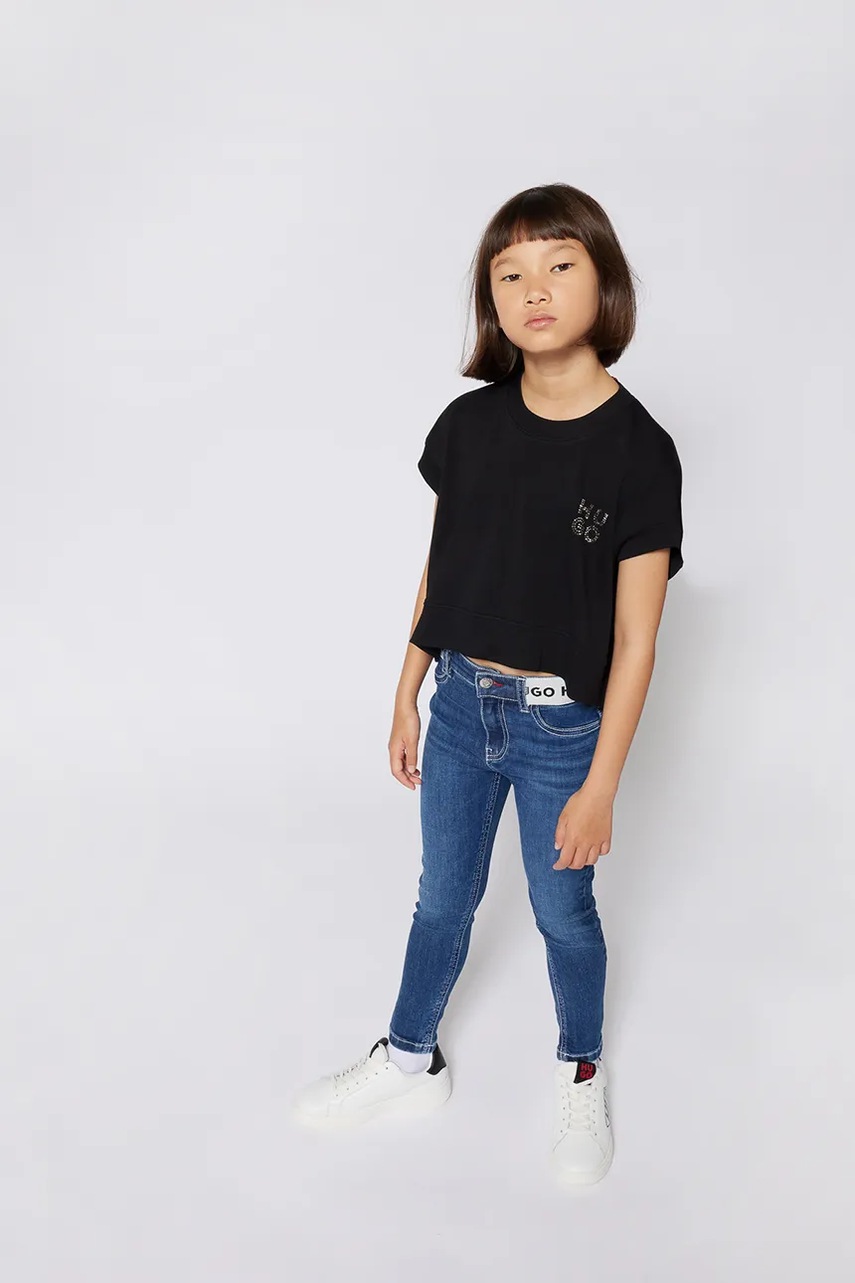 HUGO tricou de bumbac pentru copii culoarea negru, G00398