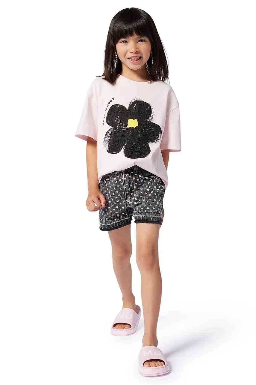 Marc Jacobs tricou de bumbac pentru copii culoarea roz, W60542 Marc Jacobs tricou de bumbac pentru copii culoarea roz, W60542