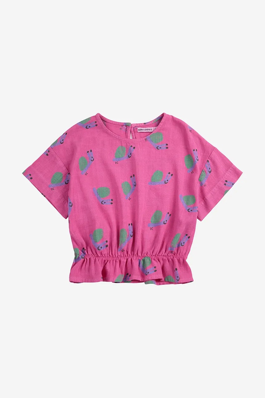 Детская футболка Bobo Choses Funny Snail цвет розовый 125AC029 Детская футболка Bobo Choses Funny Snail цвет розовый 125AC029