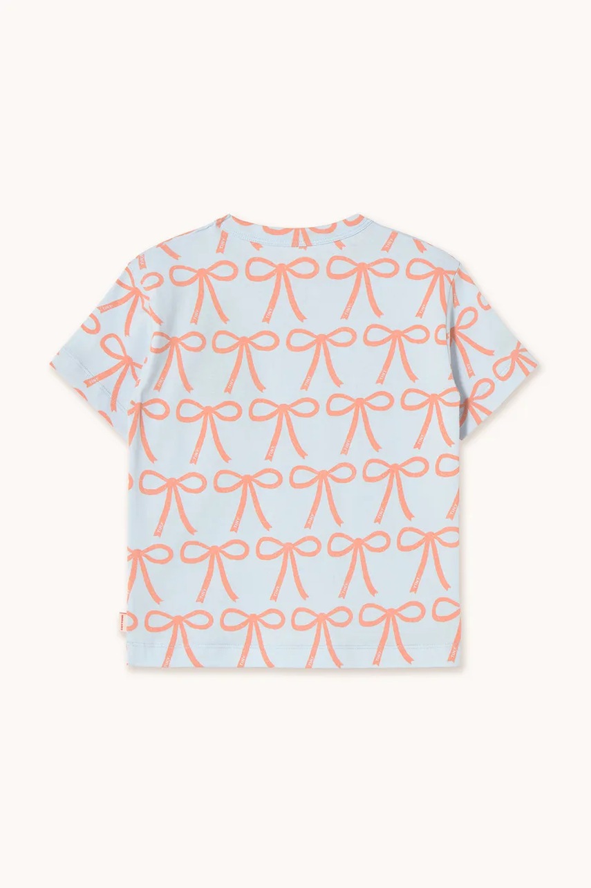 Детская хлопковая футболка Tinycottons BOWS TEE pastel blue SS25-026 Детская хлопковая футболка Tinycottons BOWS TEE pastel blue SS25-026