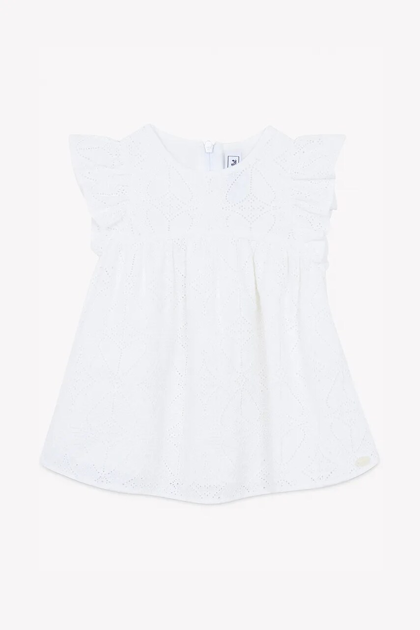 Tartine et Chocolat rochie din bumbac pentru bebeluși culoarea alb, CA30081