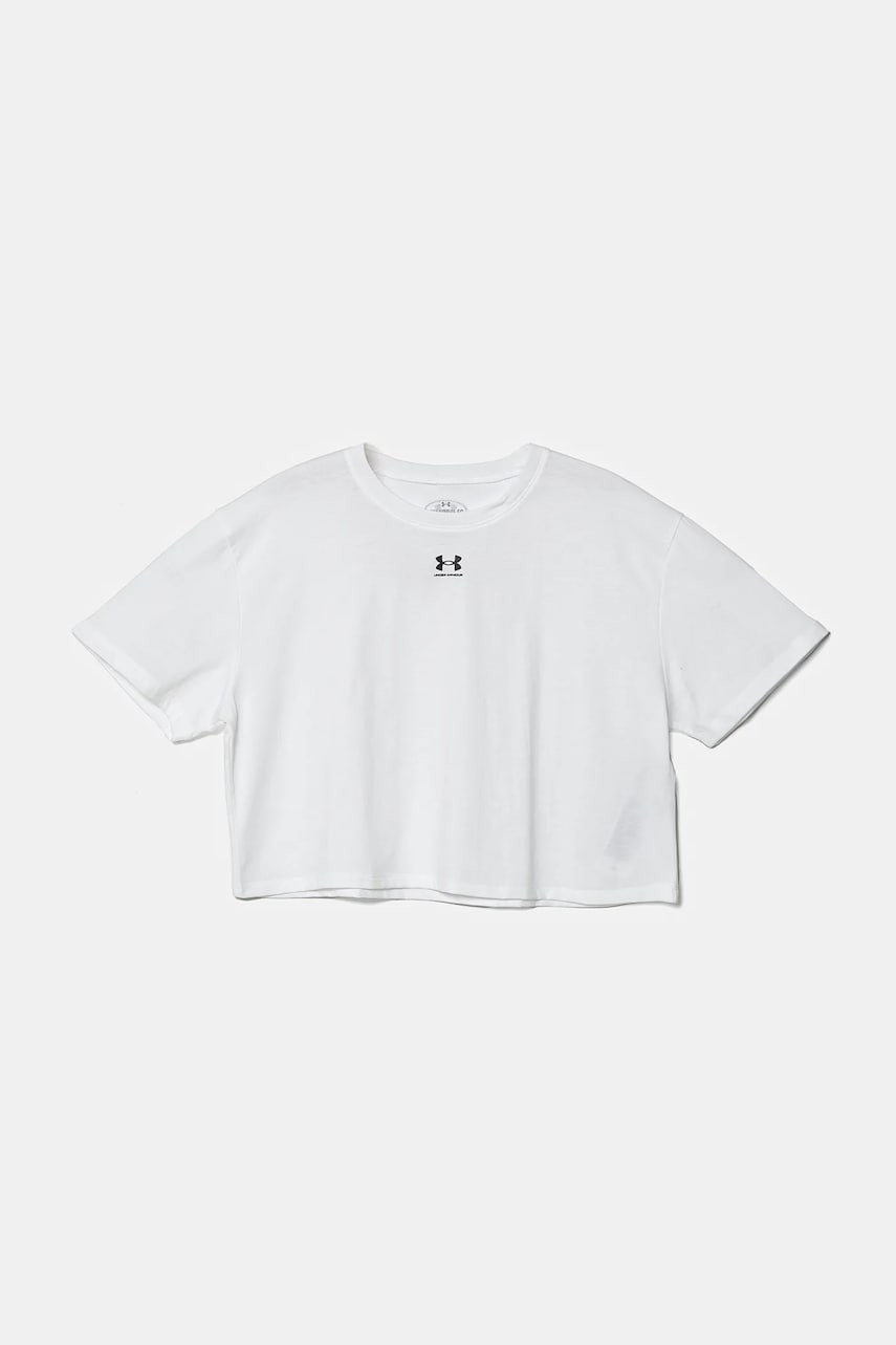 Under Armour tricou copii Rival SS culoarea alb, 1389755 Under Armour tricou copii Rival SS culoarea alb, 1389755