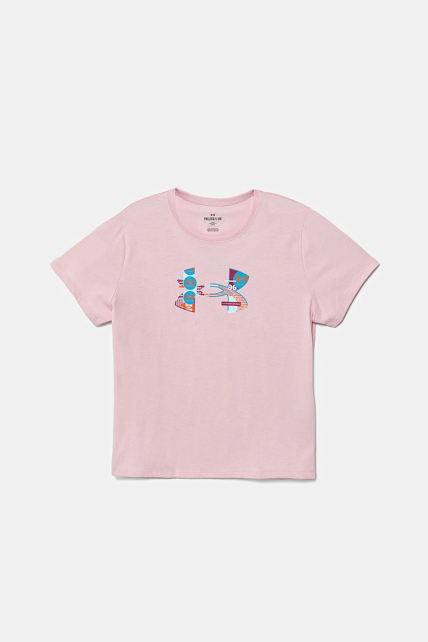Under Armour tricou copii Big Logo Fill SS culoarea roz, 1389769