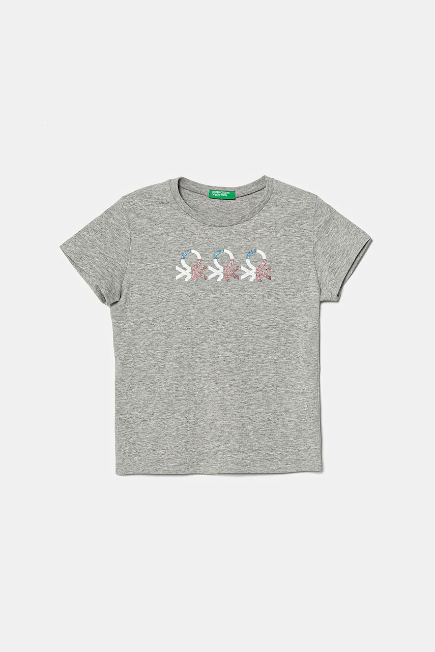 United Colors of Benetton tricou de bumbac pentru copii culoarea gri, 3I1XC10MZ