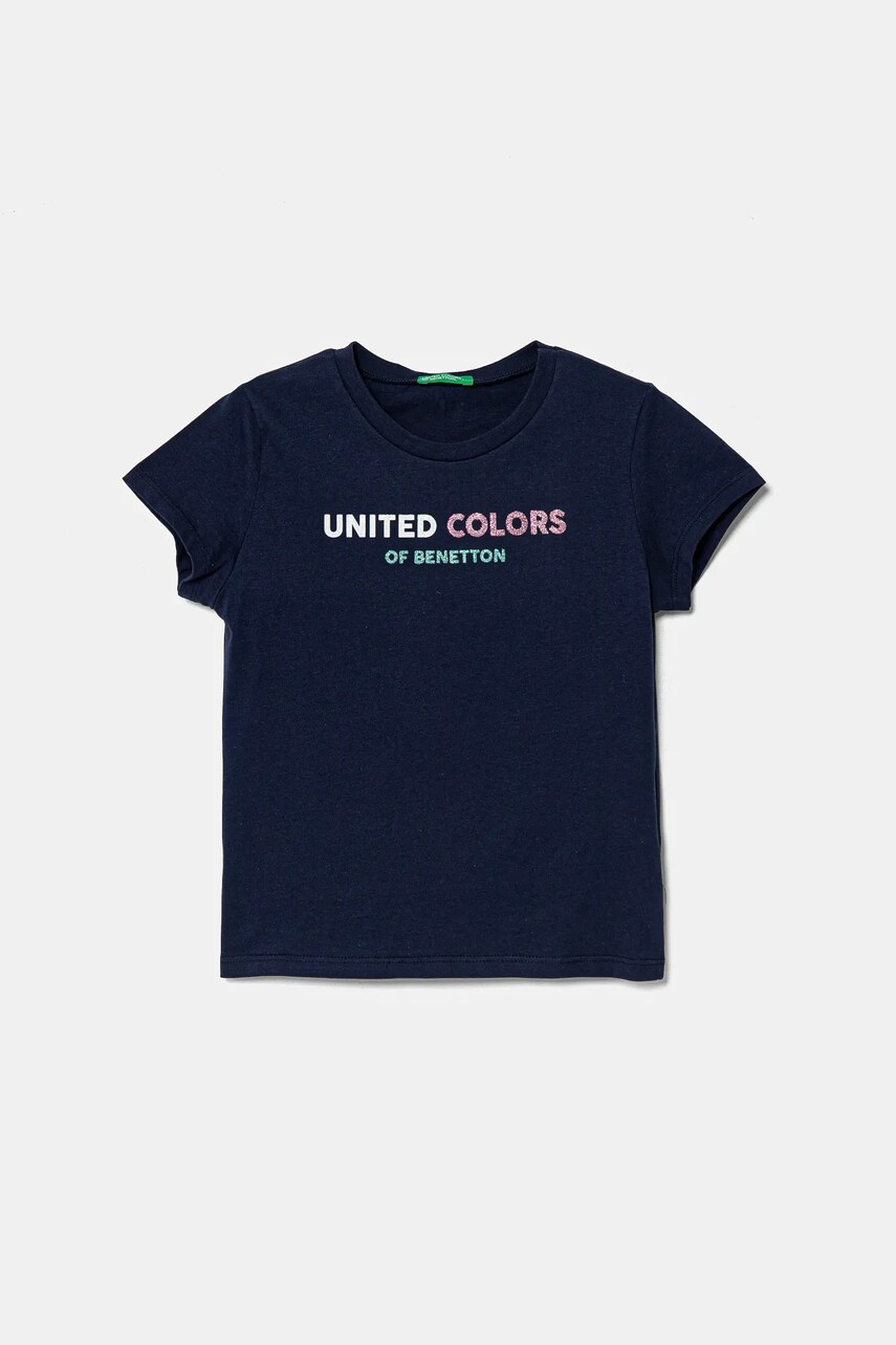 United Colors of Benetton tricou de bumbac pentru copii culoarea bleumarin, 3I1XC10MZ