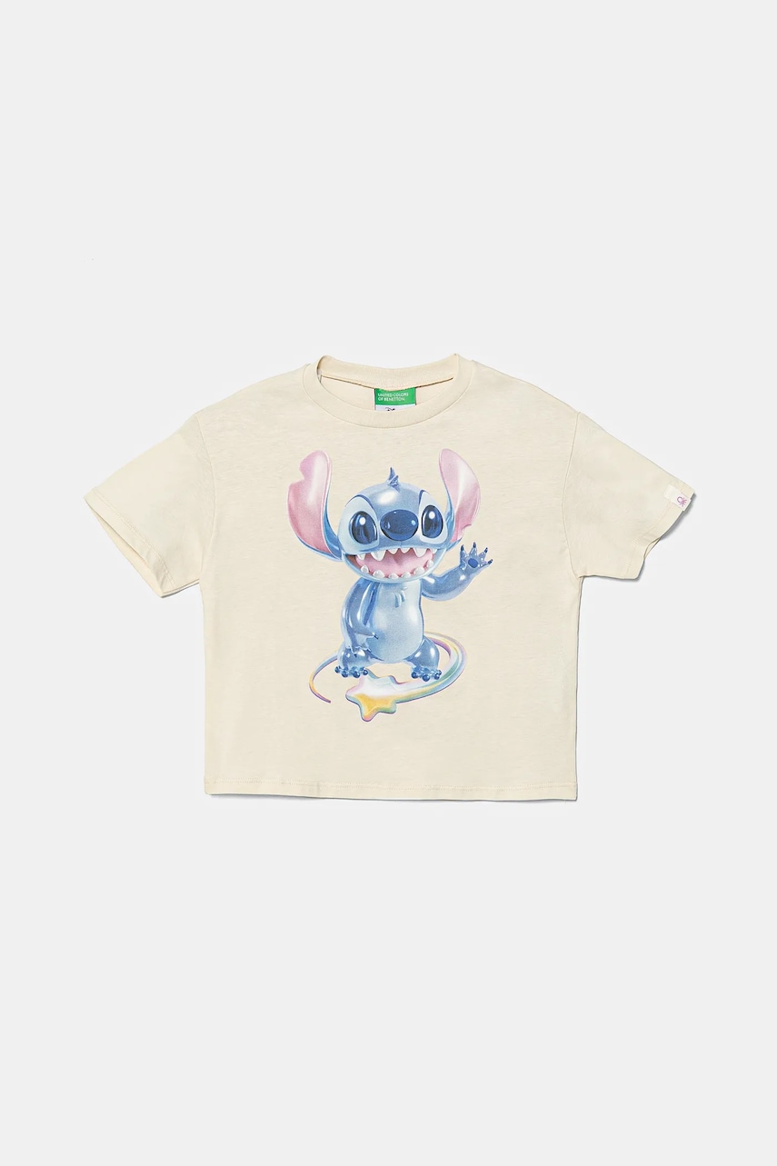 United Colors of Benetton tricou de bumbac pentru copii culoarea bej, 35RYC10MV