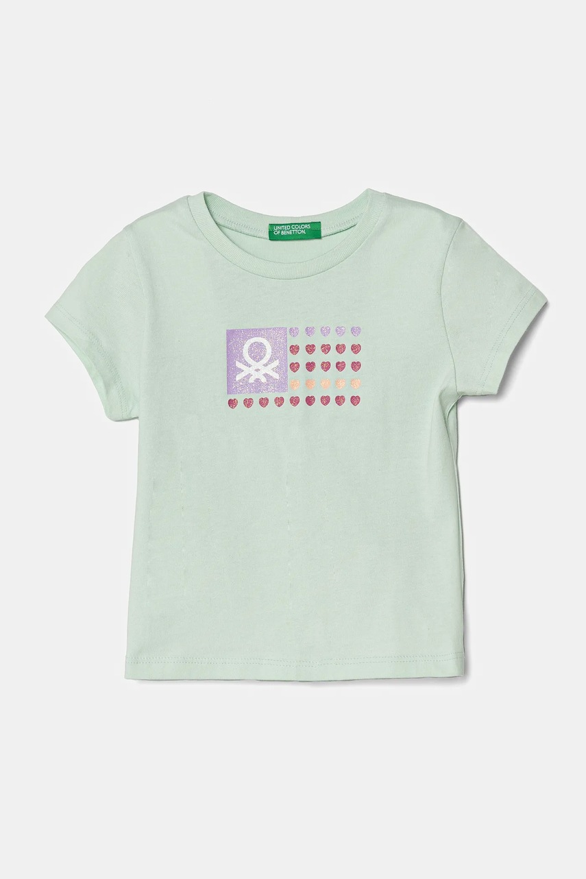 United Colors of Benetton tricou de bumbac pentru copii culoarea verde, 3I1XG10HU