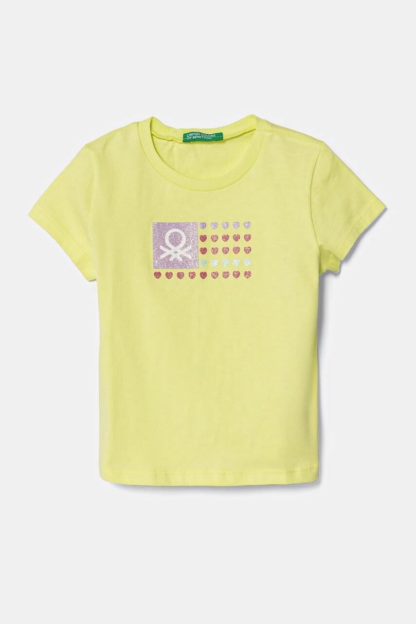 United Colors of Benetton tricou de bumbac pentru copii culoarea verde, 3I1XG10HU