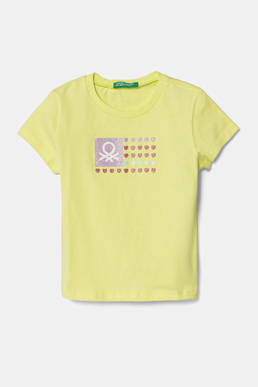 United Colors of Benetton tricou de bumbac pentru copii culoarea verde, 3I1XG10HU