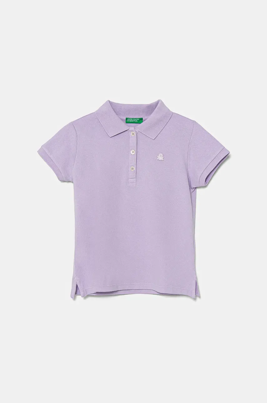 United Colors of Benetton tricou polo copii culoarea violet, cu guler, 3WG9G300A