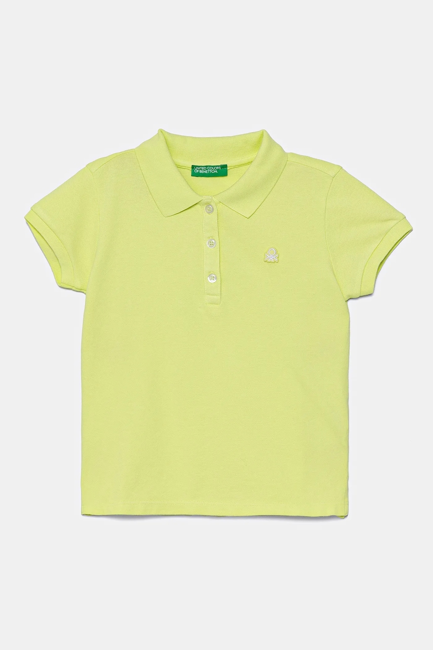 Levně Dětské polo tričko United Colors of Benetton zelená barva, s límečkem, 3WG9G300A