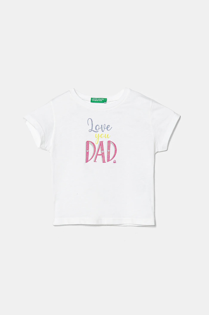 United Colors of Benetton tricou de bumbac pentru copii culoarea alb, 3I1XG10J2
