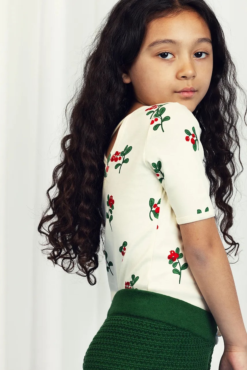 Mini Rodini tricou de bumbac pentru copii Lingonberries culoarea bej, 2522011311 Mini Rodini tricou de bumbac pentru copii Lingonberries culoarea bej, 2522011311