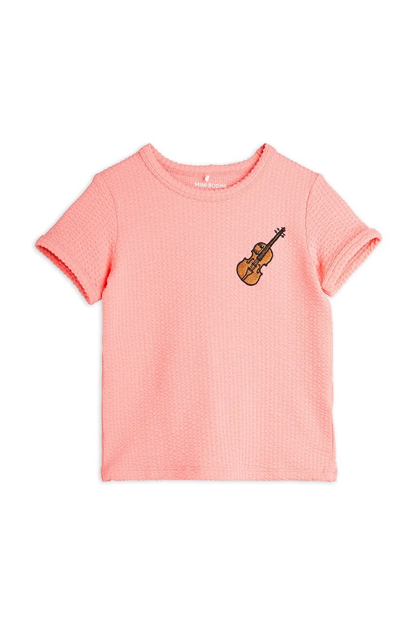 Mini Rodini tricou copii Violin culoarea roz, 2522011828