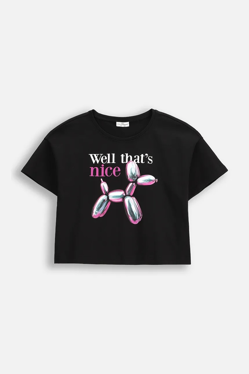 Coccodrillo tricou copii culoarea negru, COSMIC GIRL JUNIOR Coccodrillo tricou copii culoarea negru, COSMIC GIRL JUNIOR