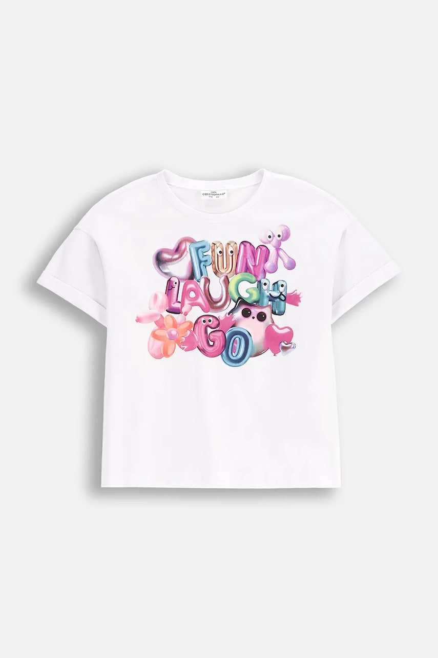 Coccodrillo tricou copii culoarea alb, COSMIC GIRL KIDS Coccodrillo tricou copii culoarea alb, COSMIC GIRL KIDS