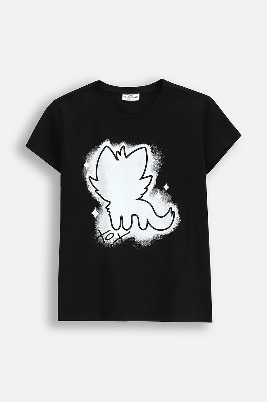 Coccodrillo tricou copii culoarea negru, REBEL GIRL JUNIOR Coccodrillo tricou copii culoarea negru, REBEL GIRL JUNIOR
