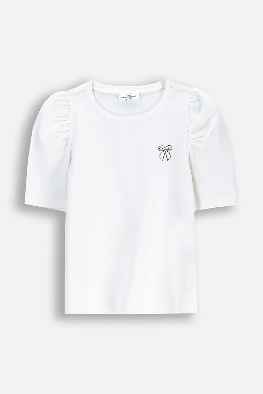 Coccodrillo tricou copii culoarea alb, ELEGANT JUNIOR GIRL