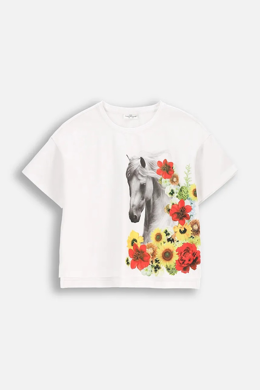 Coccodrillo tricou copii culoarea alb, NOSTALGIC MEADOW GIRL JUNIOR Coccodrillo tricou copii culoarea alb, NOSTALGIC MEADOW GIRL JUNIOR