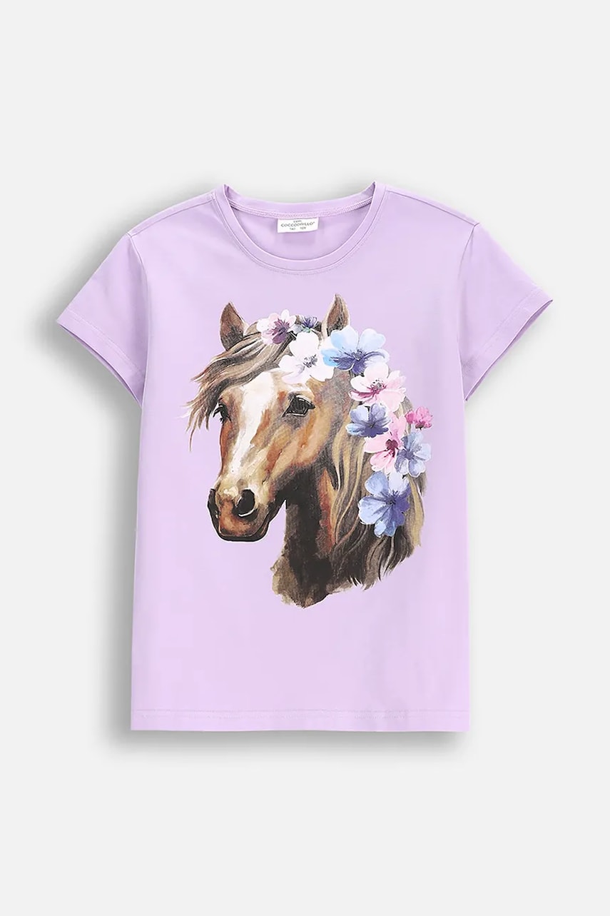Coccodrillo tricou pentru copii cu doua fete culoarea violet, EVERYDAY GIRL