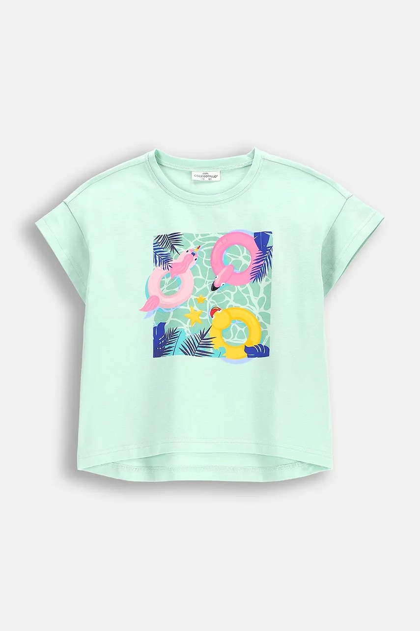 Coccodrillo tricou copii culoarea turcoaz, HOLIDAY SPLASH GIRL KIDS