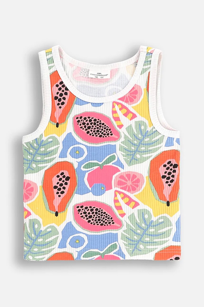 Levně Dětské tričko Coccodrillo bílá barva, TROPICAL STORY GIRL JUNIOR