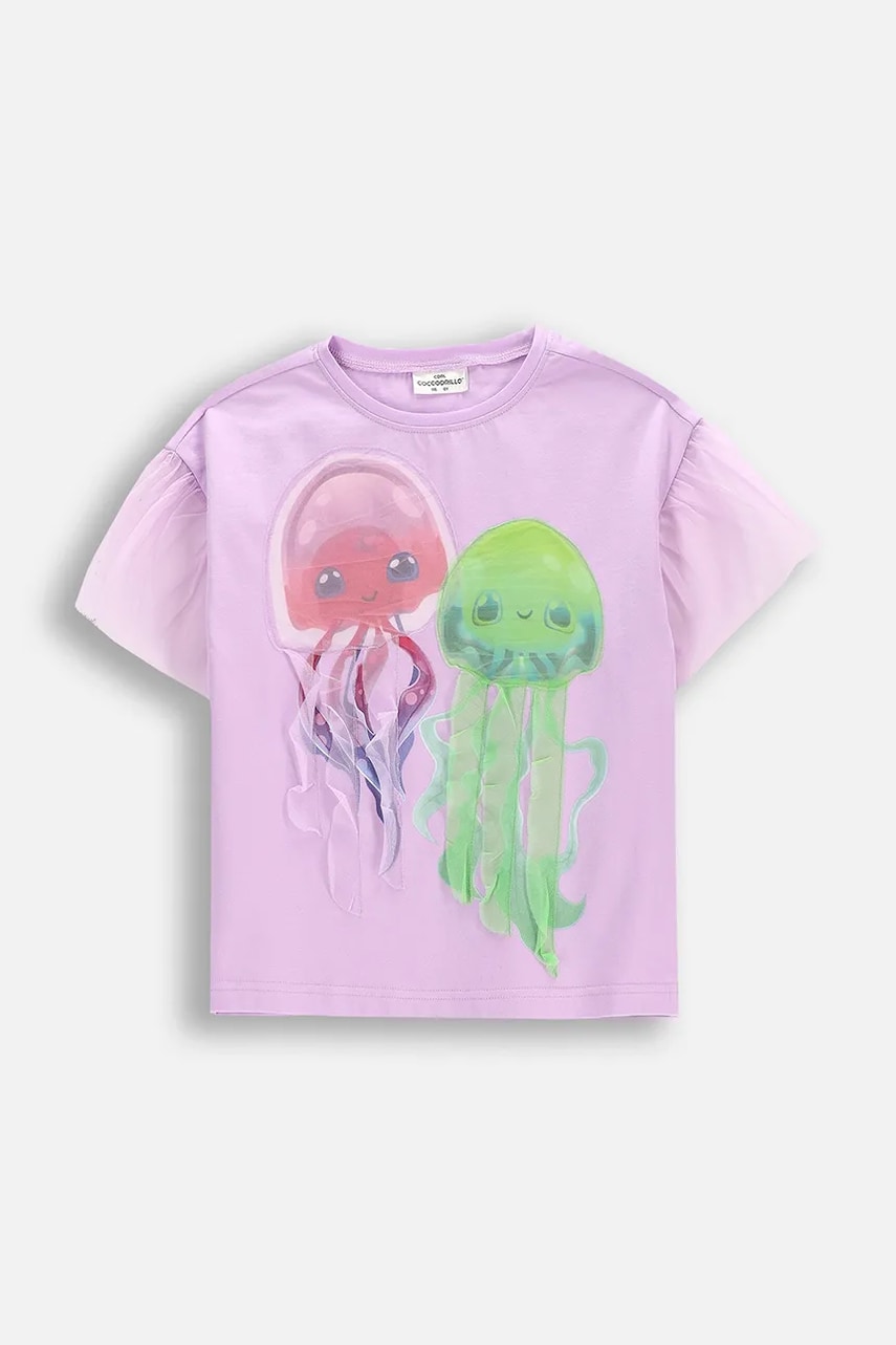 Levně Dětské tričko Coccodrillo fialová barva, INSIDE OCEAN GIRL KIDS
