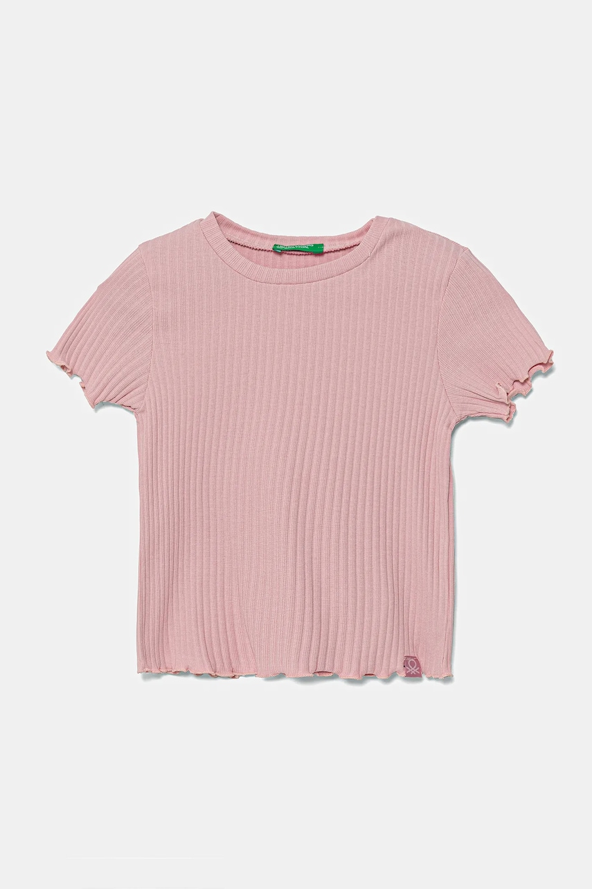 United Colors of Benetton tricou copii culoarea roz, 3F1AG10HZ United Colors of Benetton tricou copii culoarea roz, 3F1AG10HZ