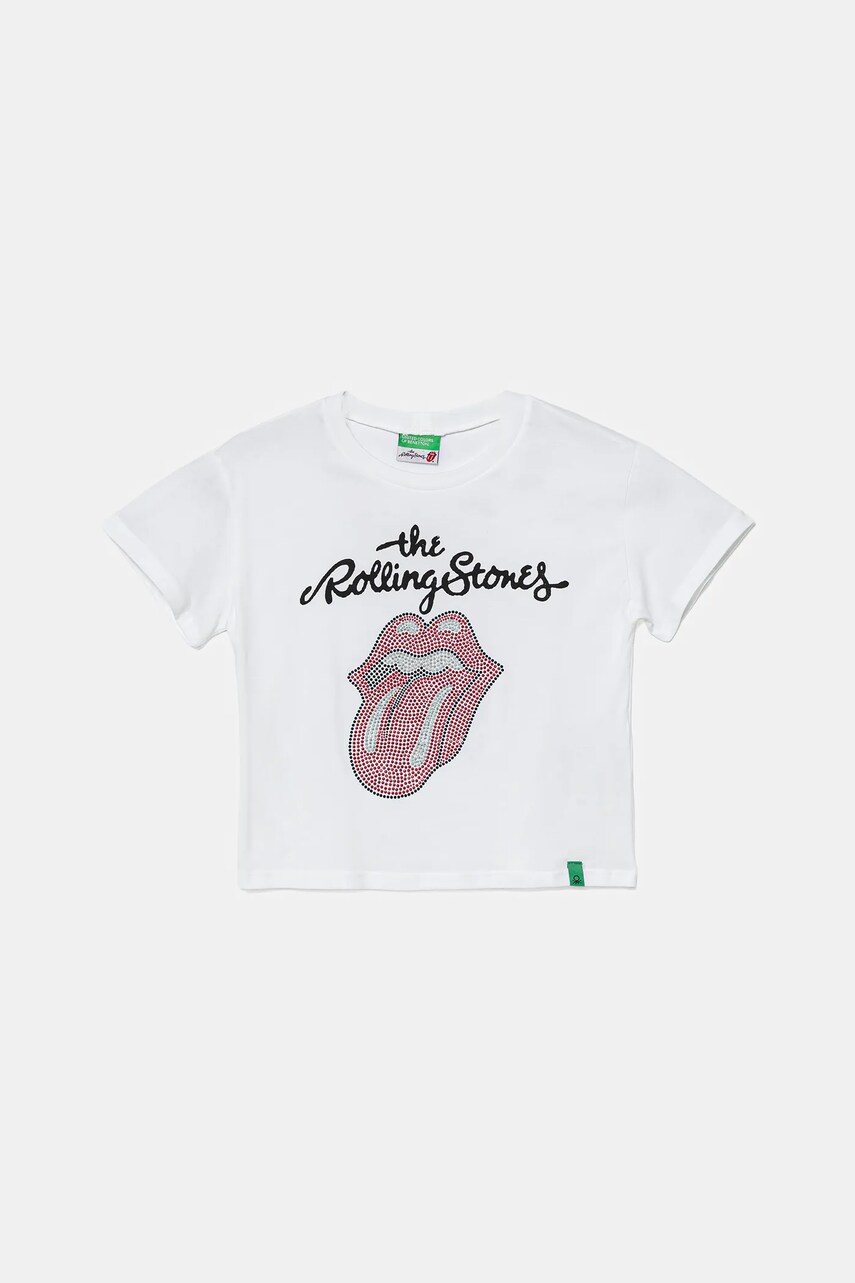 Levně Dětské bavlněné tričko United Colors of Benetton bílá barva, 3I1XC10NW