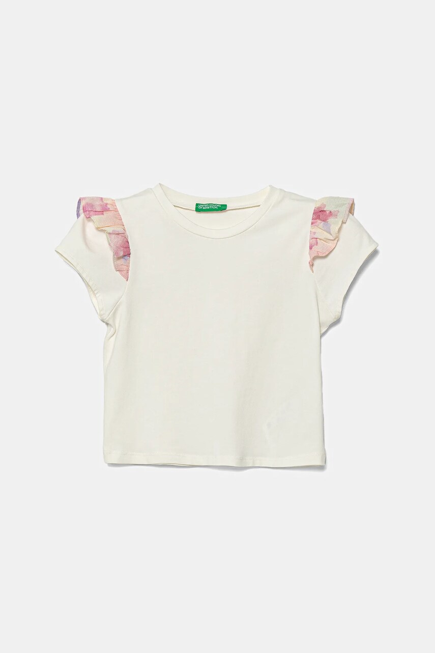 United Colors of Benetton tricou copii culoarea bej, 3P4ZG10IV