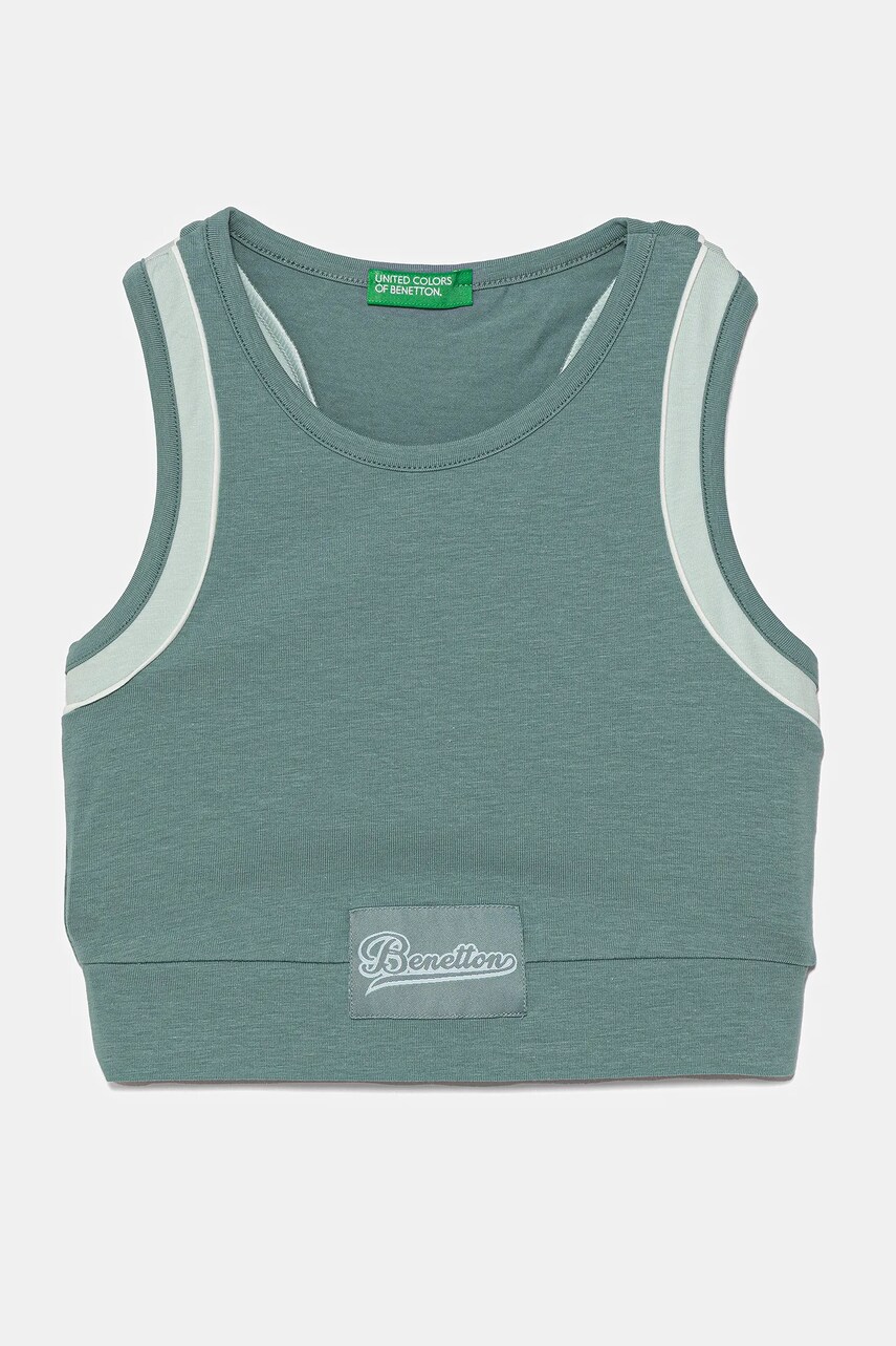 Levně Dětský top United Colors of Benetton zelená barva, 3P4ZCH01U