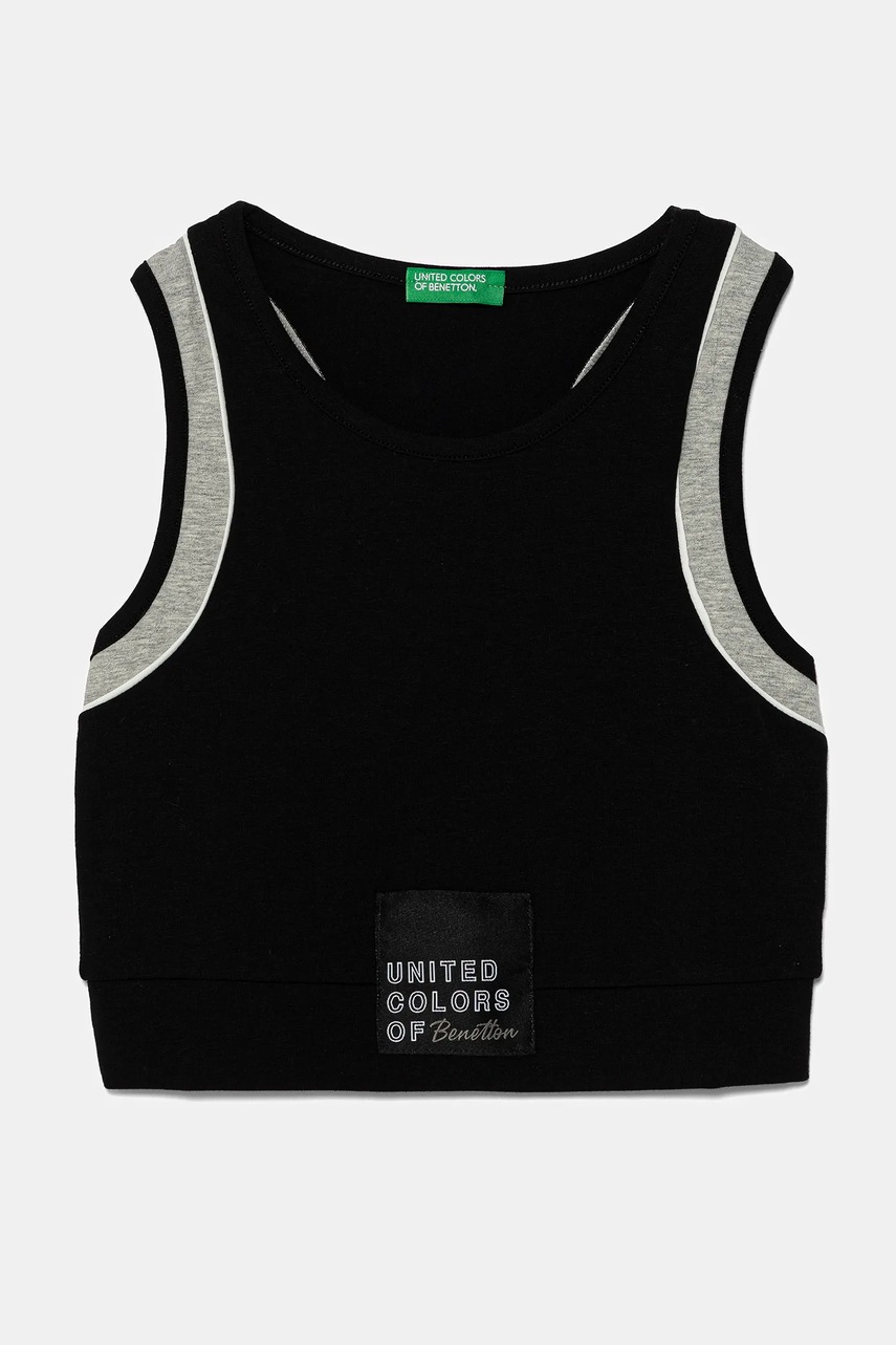 United Colors of Benetton top copii culoarea negru, 3P4ZCH01U