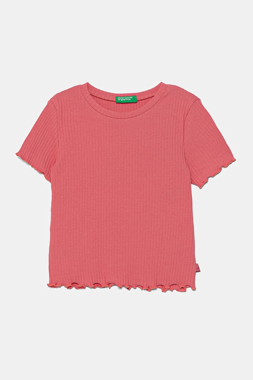 United Colors of Benetton tricou copii culoarea roz, 3F1AC10N4 United Colors of Benetton tricou copii culoarea roz, 3F1AC10N4