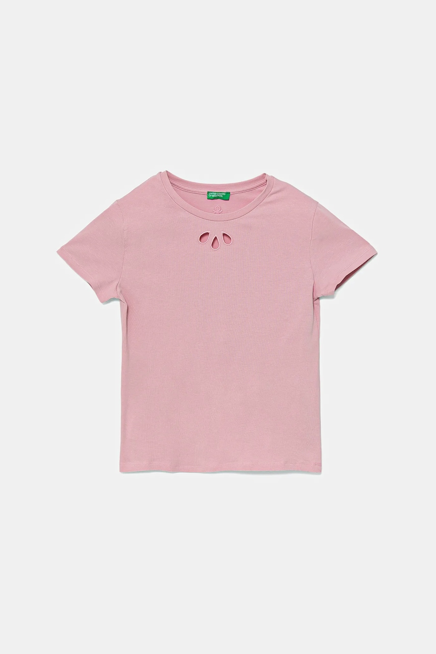 United Colors of Benetton tricou copii culoarea roz, 3P4ZC10O0