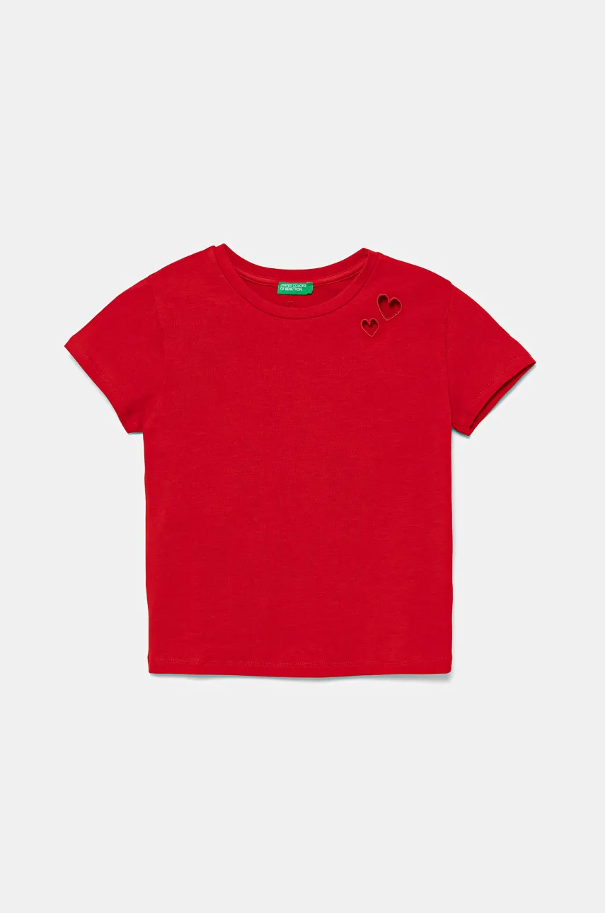 Levně Dětské tričko United Colors of Benetton červená barva, 3P4ZC10O0
