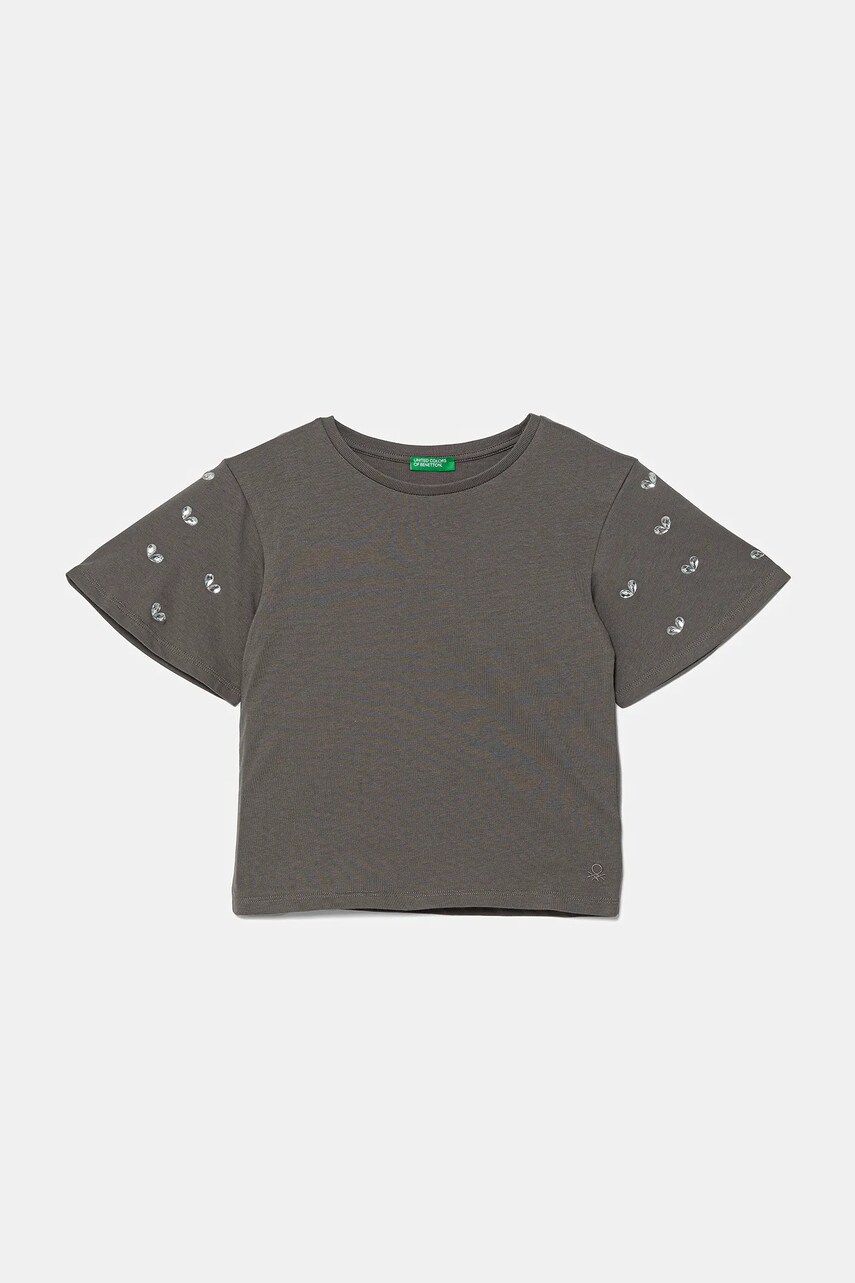 United Colors of Benetton tricou de bumbac pentru copii culoarea gri, 3MI5C10O1