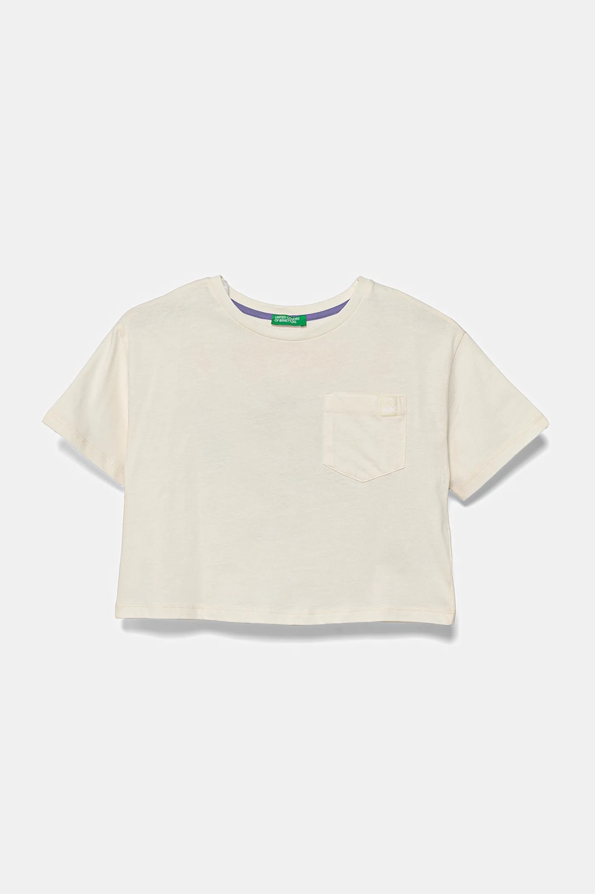 United Colors of Benetton tricou de bumbac pentru copii culoarea bej, 3I1XC10N8