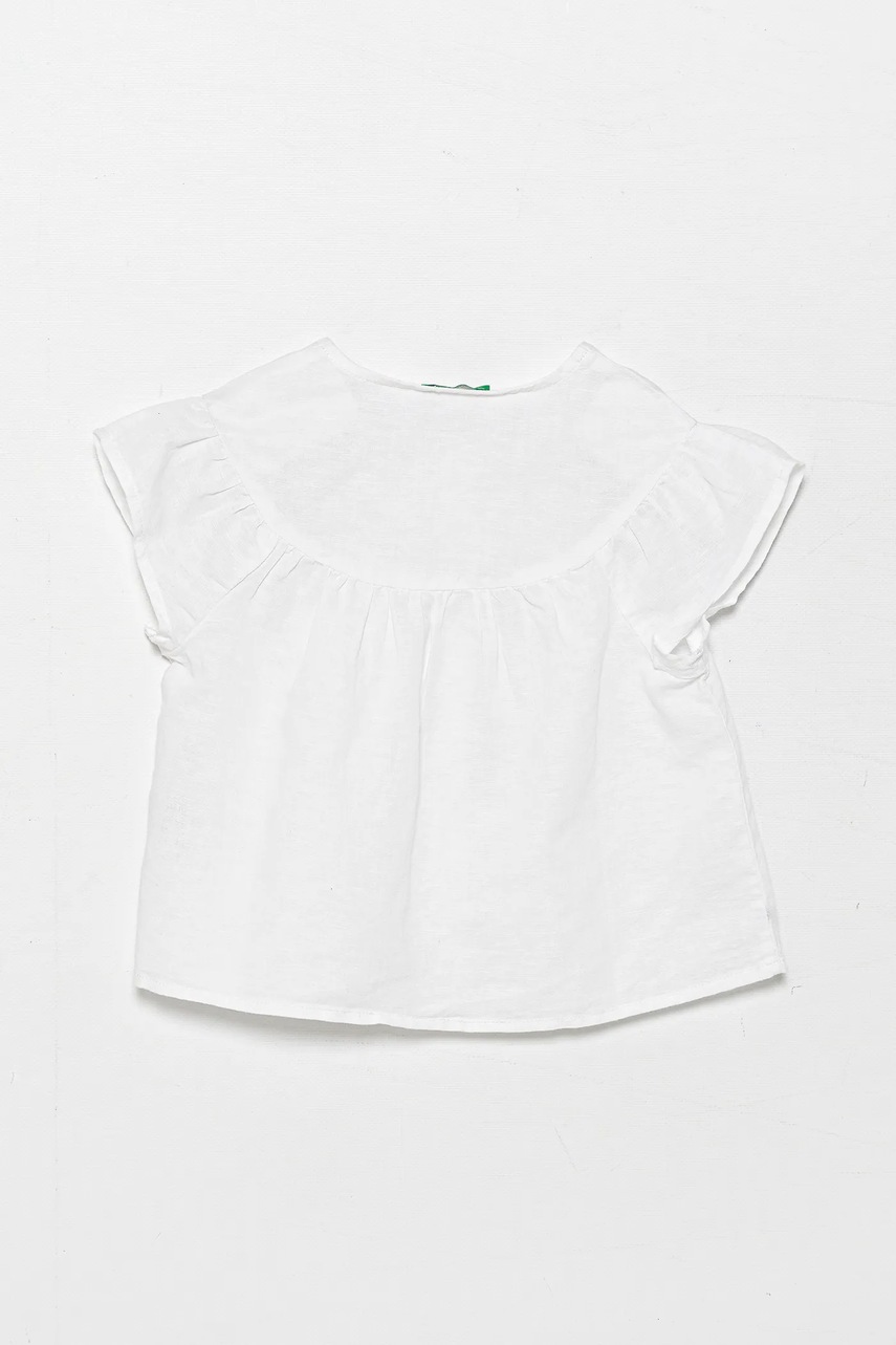 Детская льняная рубашка United Colors of Benetton цвет белый 5IPVGQ02E