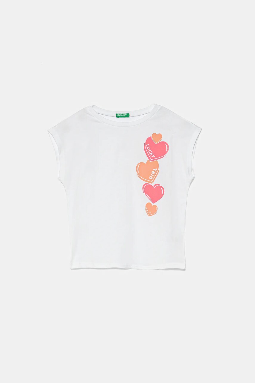 United Colors of Benetton tricou de bumbac pentru copii culoarea alb, 3JERC10PB