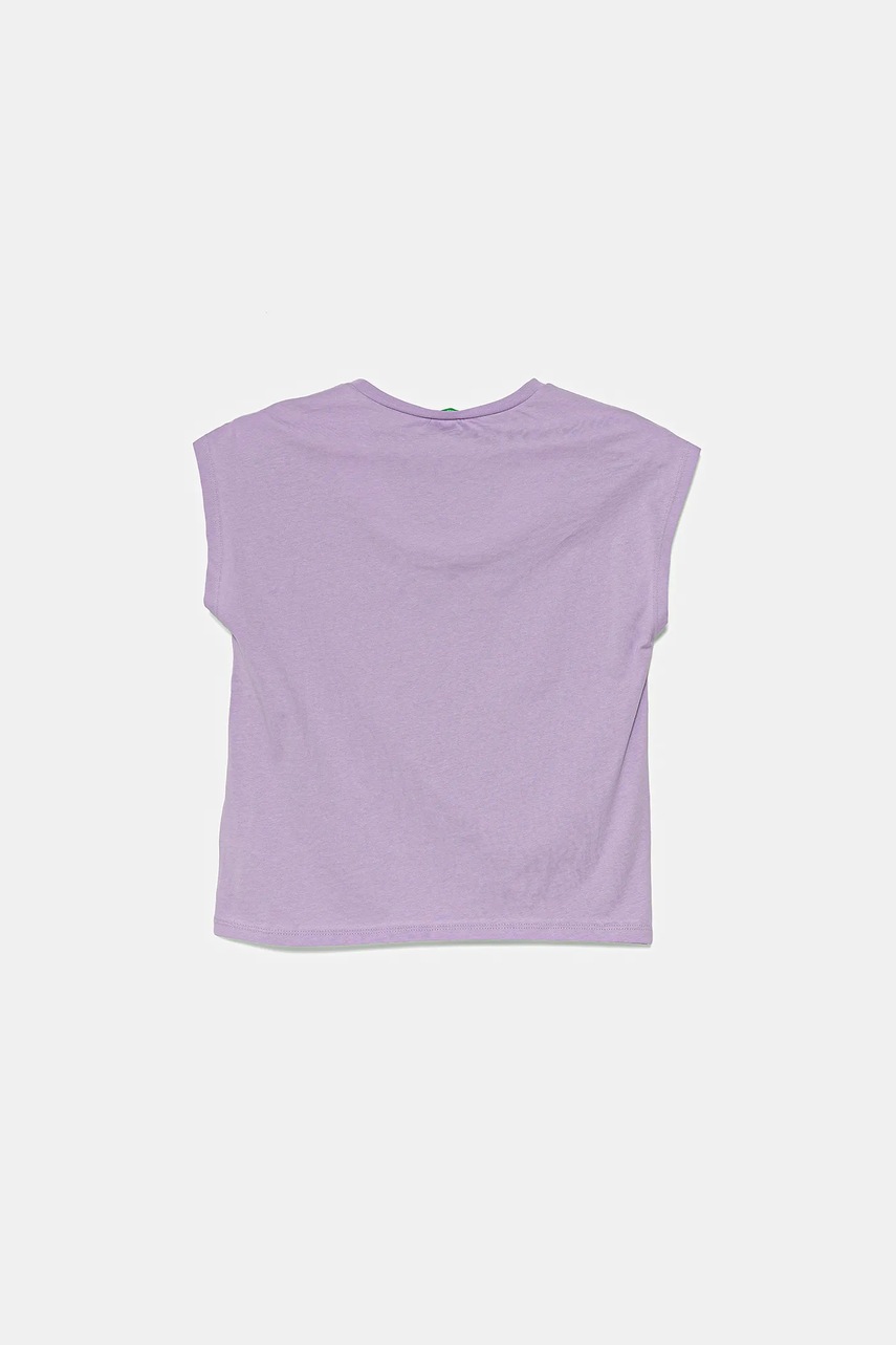 Детская хлопковая футболка United Colors of Benetton цвет фиолетовый 3JERC10PB