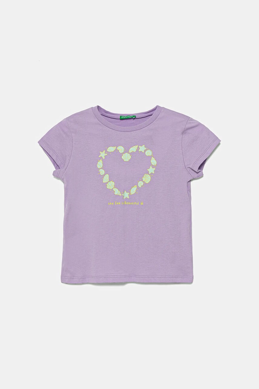 United Colors of Benetton tricou de bumbac pentru copii culoarea violet, 3JERG10J3
