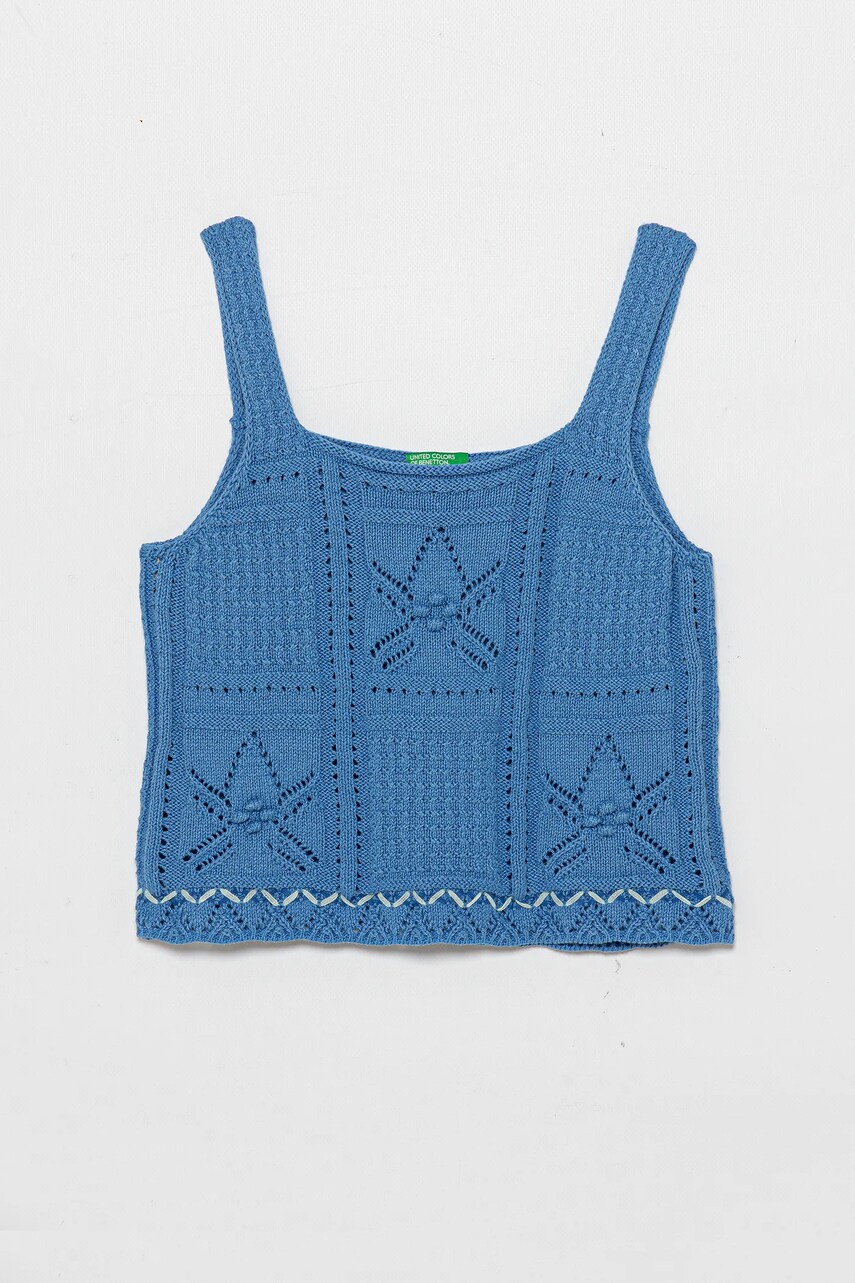 Levně Dětská halenka United Colors of Benetton modrá barva, hladká, 114FQH00B