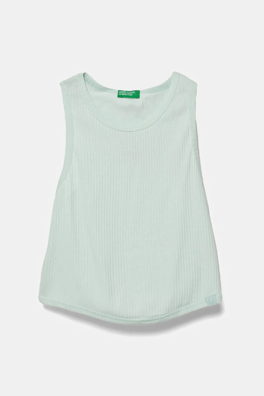 United Colors of Benetton top din bumbac pentru copii culoarea turcoaz, 31H3CH01F